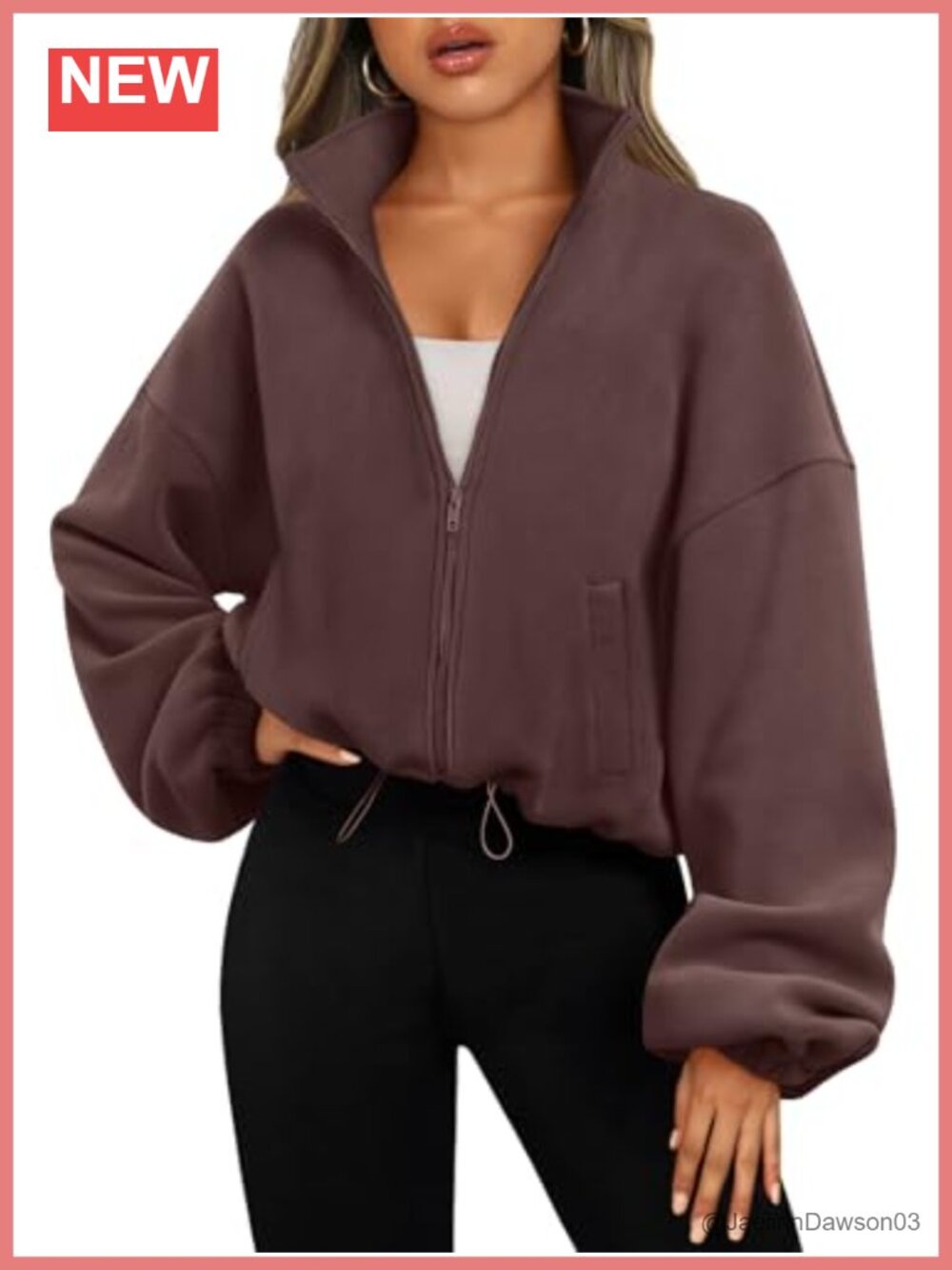 Oversized Cropped Fleece Zip Up Jacket Y2K Sweatshirt Coat